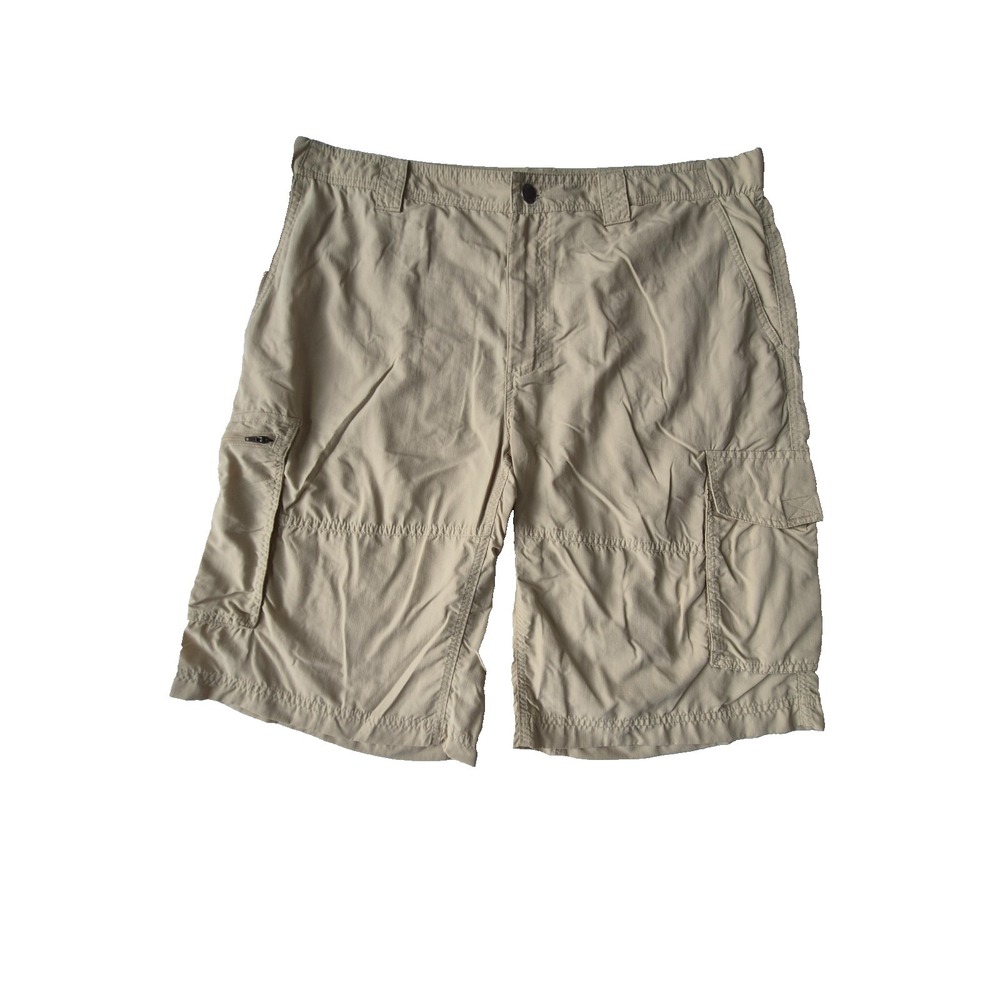 Columbia Omni-Shade Cargo Shorts Men's 38 Beige Hiking Fishing Utility Shorts